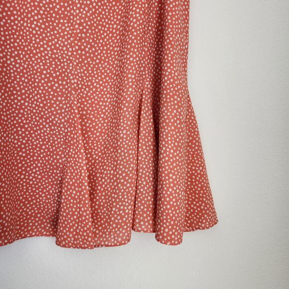Vintage Orange Mottled Polka Dot High Waisted Fit and Flare Skirt 10 - Picture 3 of 9